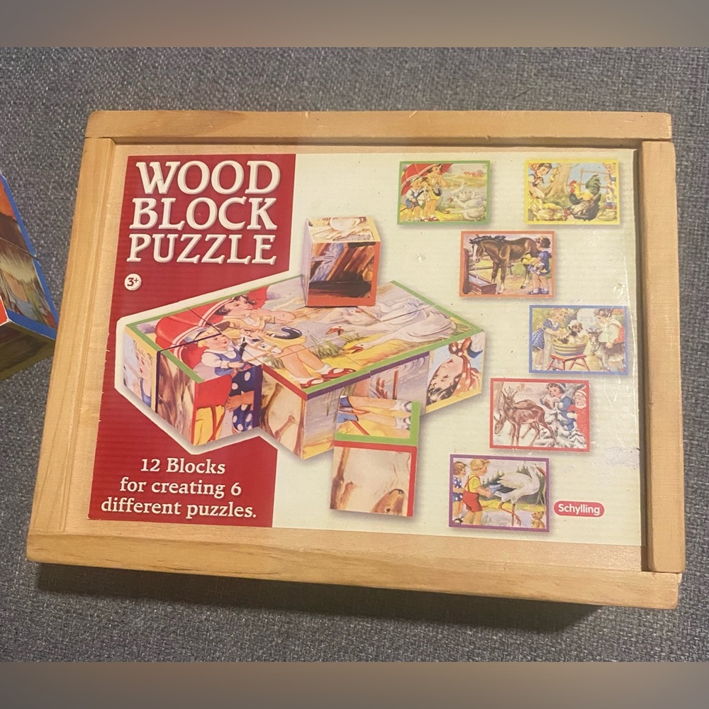 Schylling 2009 Wood Block Puzzle Nostalgic Vintage Pictures